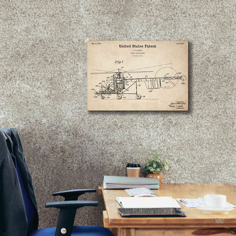 Image of 'Direct-Lift Aircraft Blueprint Patent Parchment,' Canvas Wall Art,26 x 18