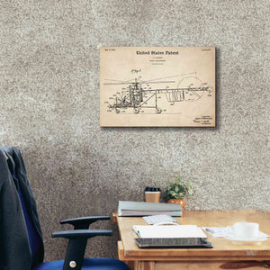 'Direct-Lift Aircraft Blueprint Patent Parchment,' Canvas Wall Art,26 x 18