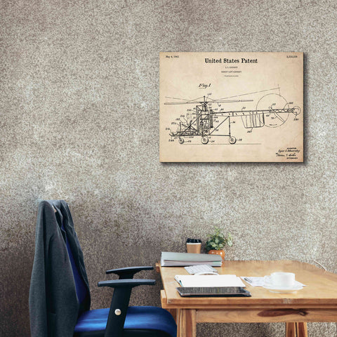 Image of 'Direct-Lift Aircraft Blueprint Patent Parchment,' Canvas Wall Art,34 x 26