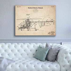 'Direct-Lift Aircraft Blueprint Patent Parchment,' Canvas Wall Art,54 x 40