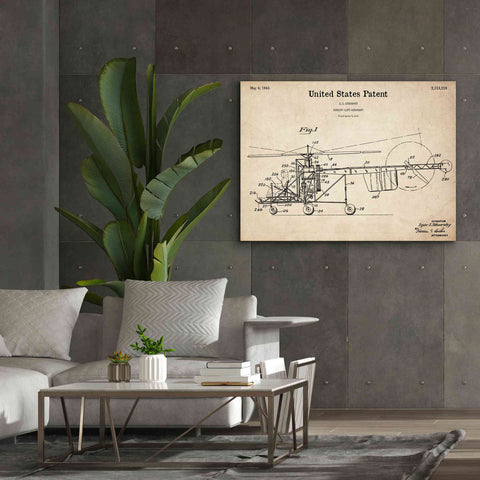 Image of 'Direct-Lift Aircraft Blueprint Patent Parchment,' Canvas Wall Art,54 x 40