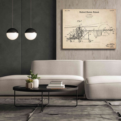 Image of 'Direct-Lift Aircraft Blueprint Patent Parchment,' Canvas Wall Art,54 x 40