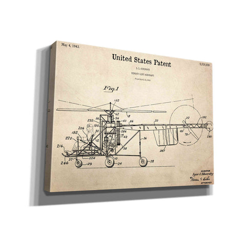 Image of 'Direct-Lift Aircraft Blueprint Patent Parchment,' Canvas Wall Art,16x12x1.1x0,26x18x1.1x0,34x26x1.74x0,54x40x1.74x0