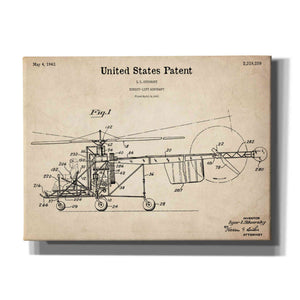 'Direct-Lift Aircraft Blueprint Patent Parchment,' Canvas Wall Art,16x12x1.1x0,26x18x1.1x0,34x26x1.74x0,54x40x1.74x0