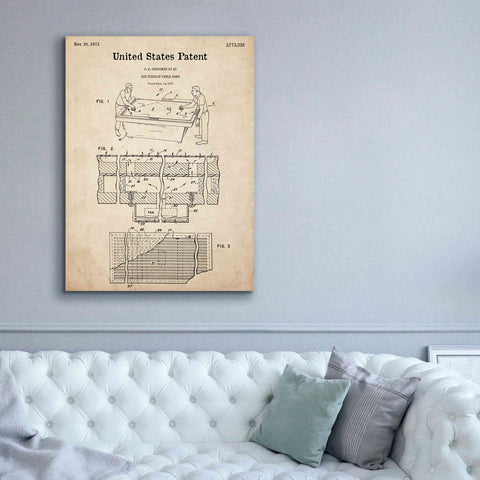 Image of 'Air Hockey Blueprint Patent Parchment,' Canvas Wall Art,40 x 54