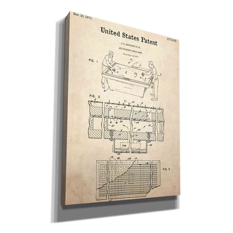 Image of 'Air Hockey Blueprint Patent Parchment,' Canvas Wall Art,12x16x1.1x0,18x26x1.1x0,26x34x1.74x0,40x54x1.74x0