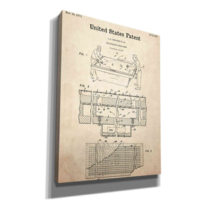 'Air Hockey Blueprint Patent Parchment,' Canvas Wall Art,12x16x1.1x0,18x26x1.1x0,26x34x1.74x0,40x54x1.74x0