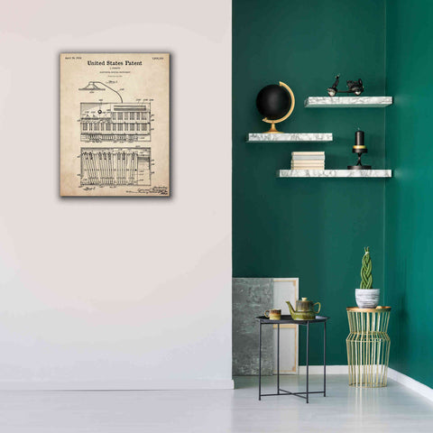 Image of 'Keyboard Instrument Blueprint Patent Parchment,' Canvas Wall Art,26 x 34