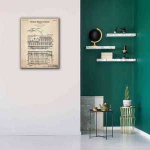 'Keyboard Instrument Blueprint Patent Parchment,' Canvas Wall Art,26 x 34