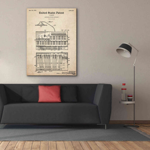 Image of 'Keyboard Instrument Blueprint Patent Parchment,' Canvas Wall Art,40 x 54