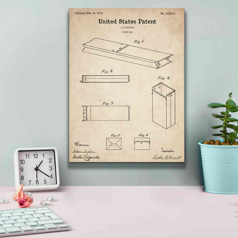 Image of 'Paper Bag Blueprint Patent Parchment,' Canvas Wall Art,12 x 16