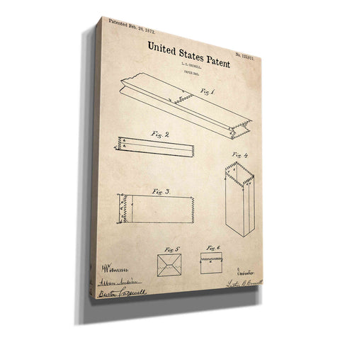 Image of 'Paper Bag Blueprint Patent Parchment,' Canvas Wall Art,12x16x1.1x0,18x26x1.1x0,26x34x1.74x0,40x54x1.74x0