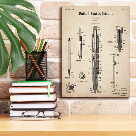 Image of 'Mechanical Pencil Blueprint Patent Parchment,' Canvas Wall Art,12 x 16