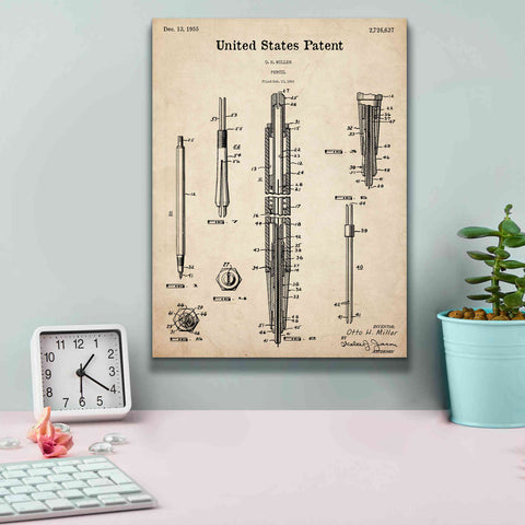 Image of 'Mechanical Pencil Blueprint Patent Parchment,' Canvas Wall Art,12 x 16