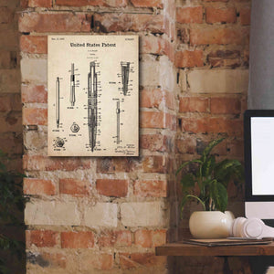 'Mechanical Pencil Blueprint Patent Parchment,' Canvas Wall Art,12 x 16