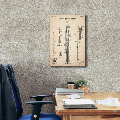 Image of 'Mechanical Pencil Blueprint Patent Parchment,' Canvas Wall Art,18 x 26