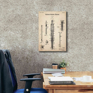 'Mechanical Pencil Blueprint Patent Parchment,' Canvas Wall Art,18 x 26