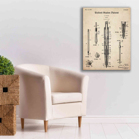 Image of 'Mechanical Pencil Blueprint Patent Parchment,' Canvas Wall Art,26 x 34