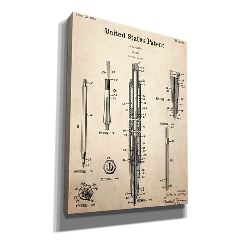 Image of 'Mechanical Pencil Blueprint Patent Parchment,' Canvas Wall Art,12x16x1.1x0,18x26x1.1x0,26x34x1.74x0,40x54x1.74x0