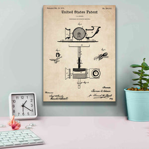 'Phonograph Blueprint Patent Parchment,' Canvas Wall Art,12 x 16