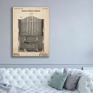 'Pipe Organ Blueprint Patent Parchment,' Canvas Wall Art,40 x 54