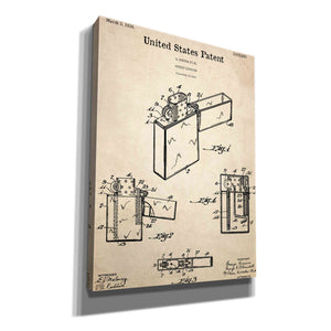 'Pocket Lighter Blueprint Patent Parchment,' Canvas Wall Art,12x16x1.1x0,18x26x1.1x0,26x34x1.74x0,40x54x1.74x0