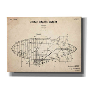 'Pony Blimp Blueprint Patent Parchment,' Canvas Wall Art,16x12x1.1x0,26x18x1.1x0,34x26x1.74x0,54x40x1.74x0