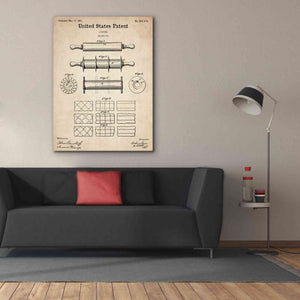 'Rolling Pin Blueprint Patent Parchment,' Canvas Wall Art,40 x 54
