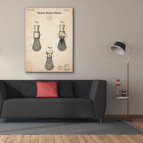 Image of 'Shaving Brush Blueprint Patent Parchment,' Canvas Wall Art,40 x 54