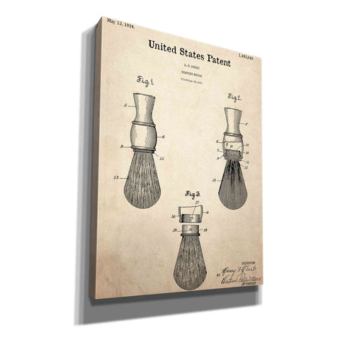 Image of 'Shaving Brush Blueprint Patent Parchment,' Canvas Wall Art,12x16x1.1x0,18x26x1.1x0,26x34x1.74x0,40x54x1.74x0