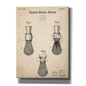 'Shaving Brush Blueprint Patent Parchment,' Canvas Wall Art,12x16x1.1x0,18x26x1.1x0,26x34x1.74x0,40x54x1.74x0