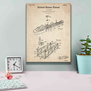'Shipping Gondola Blueprint Patent Parchment,' Canvas Wall Art,12 x 16
