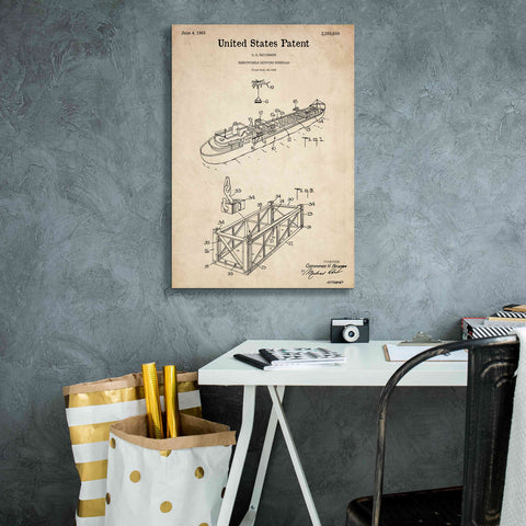 Image of 'Shipping Gondola Blueprint Patent Parchment,' Canvas Wall Art,18 x 26