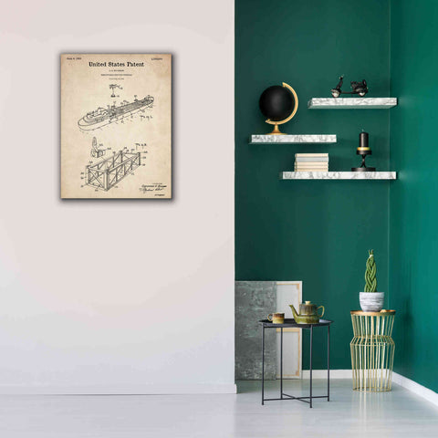 Image of 'Shipping Gondola Blueprint Patent Parchment,' Canvas Wall Art,26 x 34
