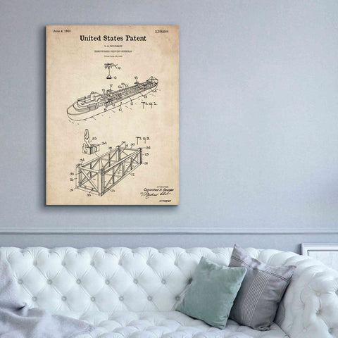 Image of 'Shipping Gondola Blueprint Patent Parchment,' Canvas Wall Art,40 x 54