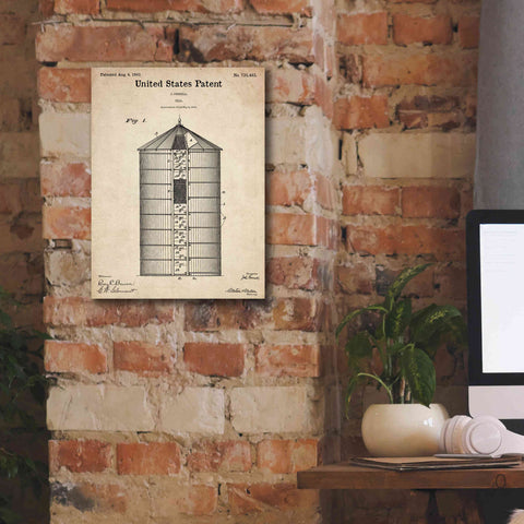 Image of 'Silo Blueprint Patent Parchment,' Canvas Wall Art,12 x 16