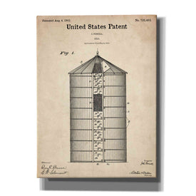 'Silo Blueprint Patent Parchment,' Canvas Wall Art,12x16x1.1x0,18x26x1.1x0,26x34x1.74x0,40x54x1.74x0