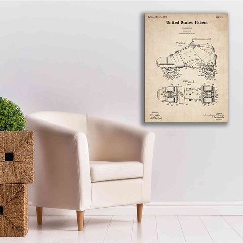 Image of 'Roller Skate Blueprint Patent Parchment,' Canvas Wall Art,26 x 34