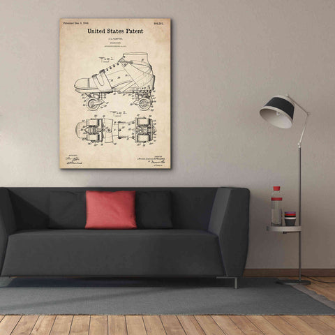 Image of 'Roller Skate Blueprint Patent Parchment,' Canvas Wall Art,40 x 54