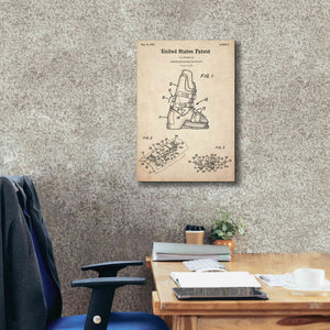 'Ski Boots Blueprint Patent Parchment,' Canvas Wall Art,18 x 26