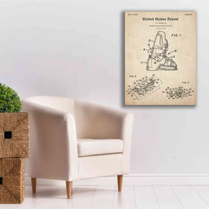 'Ski Boots Blueprint Patent Parchment,' Canvas Wall Art,26 x 34