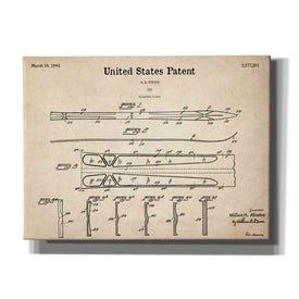 'Ski Blueprint Patent Parchment,' Canvas Wall Art,16x12x1.1x0,26x18x1.1x0,34x26x1.74x0,54x40x1.74x0