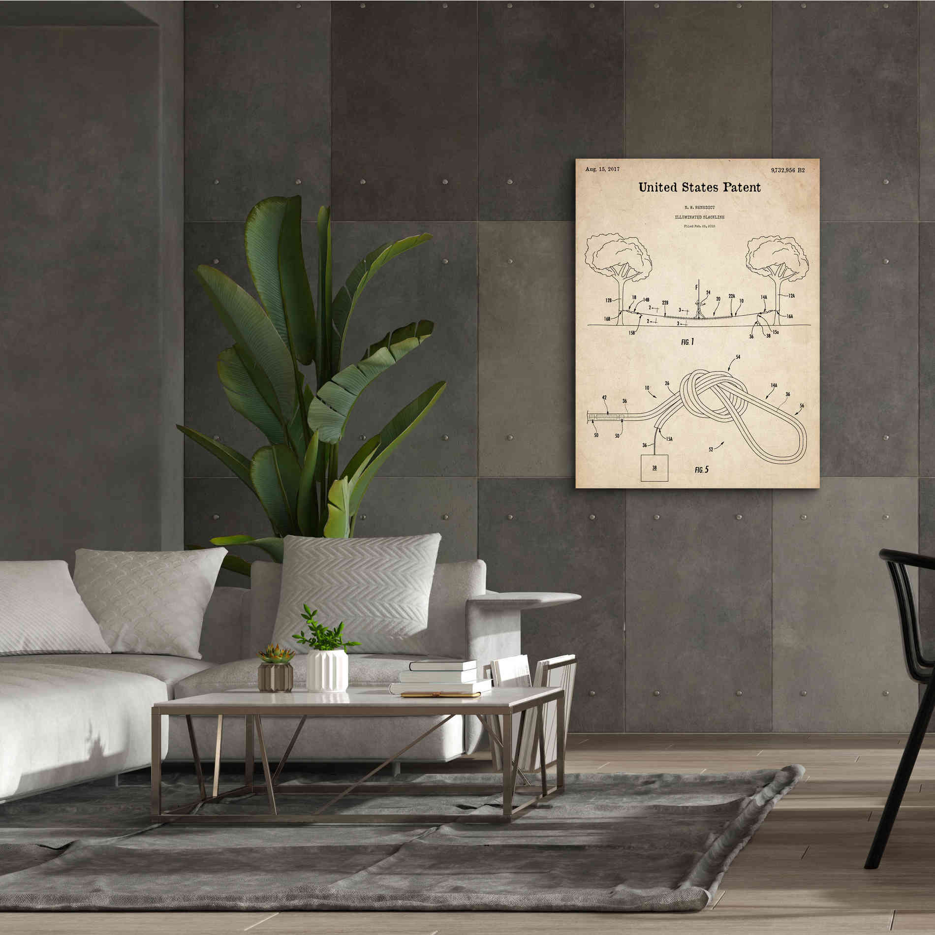 'Slackline Blueprint Patent Parchment,' Canvas Wall Art,40 x 54