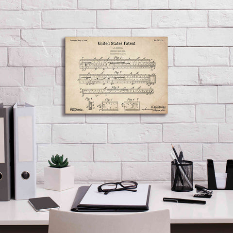 Image of 'Slide Rule Blueprint Patent Parchment,' Canvas Wall Art,16 x 12