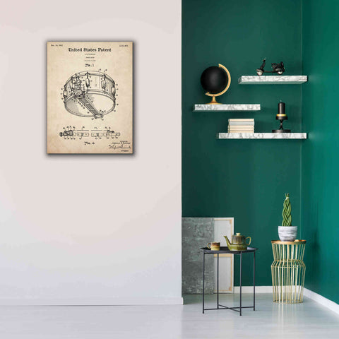 Image of 'Snare Drum Blueprint Patent Parchment,' Canvas Wall Art,26 x 34