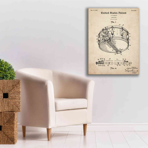 Image of 'Snare Drum Blueprint Patent Parchment,' Canvas Wall Art,26 x 34