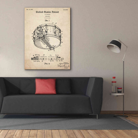 Image of 'Snare Drum Blueprint Patent Parchment,' Canvas Wall Art,40 x 54