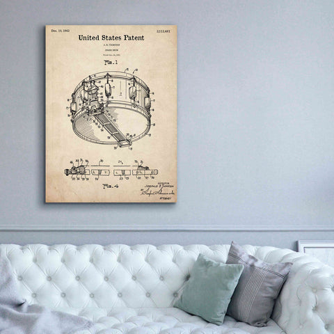 Image of 'Snare Drum Blueprint Patent Parchment,' Canvas Wall Art,40 x 54