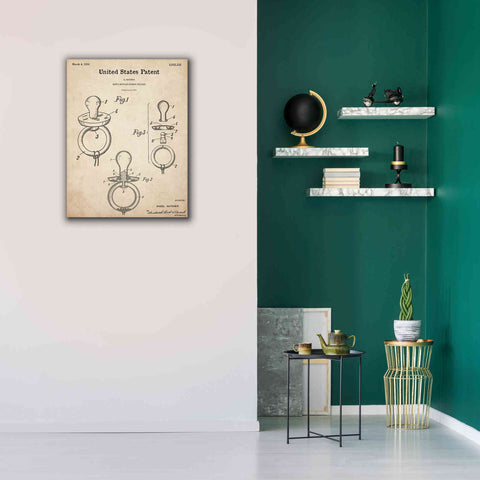 Image of 'Baby Pacifier Blueprint Patent Parchment,' Canvas Wall Art,26 x 34