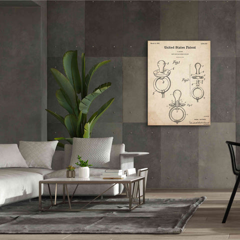 Image of 'Baby Pacifier Blueprint Patent Parchment,' Canvas Wall Art,40 x 54